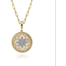 Load image into Gallery viewer, Gabriel 14K Yellow Gold Diamond Bujukan Mother of Pearl Floral Medallion
