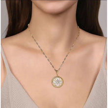 Load image into Gallery viewer, Gabriel 14K Yellow Gold Diamond Bujukan Mother of Pearl Floral Medallion
