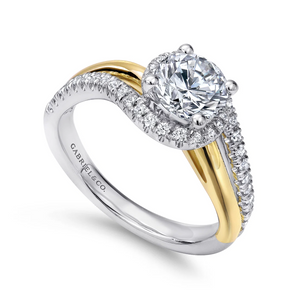 Gabriel "Everly" 14K White-Yellow Gold Round Halo Diamond Engagement Ring