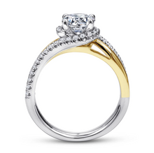 Load image into Gallery viewer, Gabriel &quot;Everly&quot; 14K White-Yellow Gold Round Halo Diamond Engagement Ring
