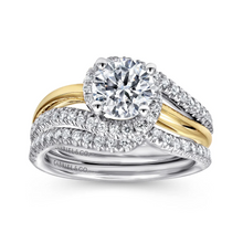 Load image into Gallery viewer, Gabriel &quot;Everly&quot; 14K White-Yellow Gold Round Halo Diamond Engagement Ring
