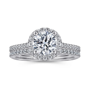 Gabriel "Carly" 14K White Gold Halo Engagement Ring