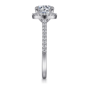 Gabriel "Carly" 14K White Gold Halo Engagement Ring