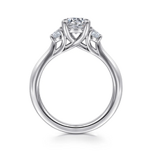 Load image into Gallery viewer, Gabriel &quot;Sanaa&quot; 14K White Gold Three Stone Engagement Ring
