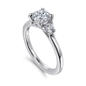 Gabriel "Sanaa" 14K White Gold Three Stone Engagement Ring