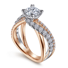 Load image into Gallery viewer, Gabriel &quot;Zaira&quot; 14K Rose and White Gold Free Form Engagement Ring
