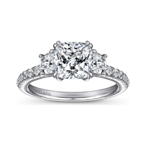 Gabriel 14K White Gold "Aloise" Three Stone Diamond Engagement Ring