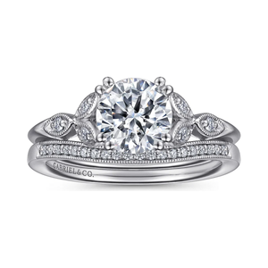 Gabriel "Celia" 14K White Gold Round Diamond Engagement Ring