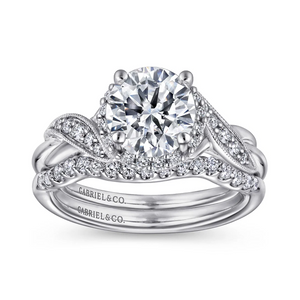 Gabriel "Shae" 14K White Gold Halo Diamond Engagement Ring