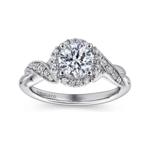 Gabriel "Shae" 14K White Gold Halo Diamond Engagement Ring