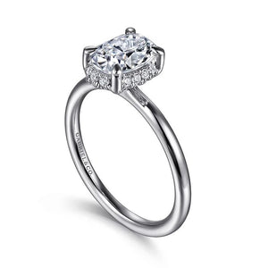 Gabriel "Seattle" 14K White Gold Oval Hidden Halo Diamond Engagement Ring