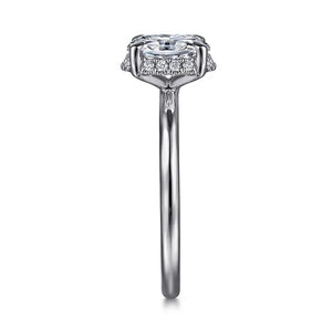 Gabriel "Seattle" 14K White Gold Oval Hidden Halo Diamond Engagement Ring