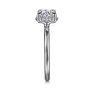 Gabriel "Seattle" 14K White Gold Round Hidden Halo Diamond Engagement Ring