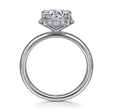 Load image into Gallery viewer, Gabriel &quot;Symphony&quot; 14K White Gold Round Hidden Halo Diamond Engagement Ring
