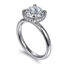 Load image into Gallery viewer, Gabriel &quot;Symphony&quot; 14K White Gold Round Hidden Halo Diamond Engagement Ring
