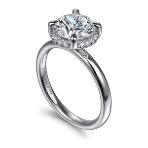 Gabriel "Symphony" 14K White Gold Round Hidden Halo Diamond Engagement Ring