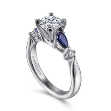 Load image into Gallery viewer, Gabriel &quot;Carrie&quot; 14K White Gold Sapphire and Diamond Engagement Ring
