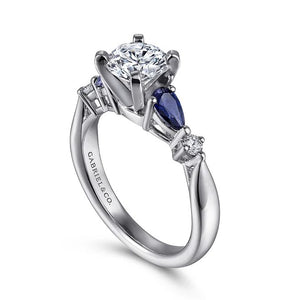 Gabriel "Carrie" 14K White Gold Sapphire and Diamond Engagement Ring