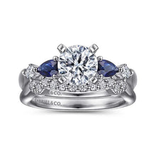 Load image into Gallery viewer, Gabriel &quot;Carrie&quot; 14K White Gold Sapphire and Diamond Engagement Ring
