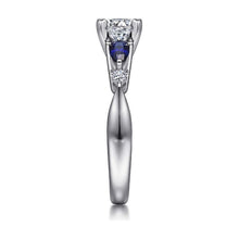 Load image into Gallery viewer, Gabriel &quot;Carrie&quot; 14K White Gold Sapphire and Diamond Engagement Ring
