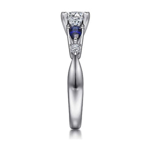 Gabriel "Carrie" 14K White Gold Sapphire and Diamond Engagement Ring