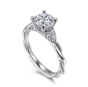 Gabriel "Catalina" 14K White Gold Twisted Diamond Engagement Ring