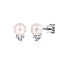 Load image into Gallery viewer, Gabriel 14K White Gold Diamond &amp; Pearl Stud Earrings
