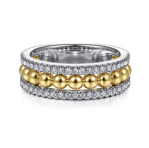 Gabriel 14K Two Tone Bujukan Diamond Wide Band