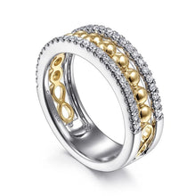 Load image into Gallery viewer, Gabriel 14K Two Tone Bujukan Diamond Wide Band
