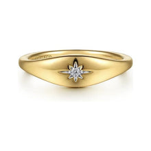 Load image into Gallery viewer, Gabriel 14K Yellow Gold Diamond Starburst Signet Ring
