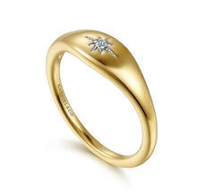 Load image into Gallery viewer, Gabriel 14K Yellow Gold Diamond Starburst Signet Ring
