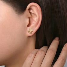 Load image into Gallery viewer, Gabriel 14K Yellow Gold Quatrefoil Stud Earrings
