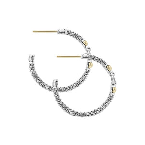 Lagos 18K & Sterling Silver Caviar Hoop Earrings