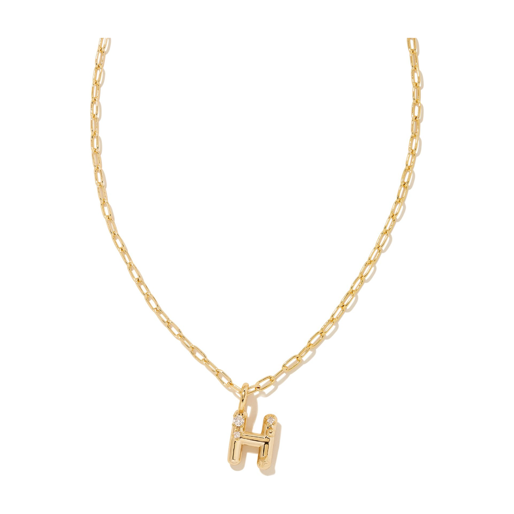 Kendra Scott Gold Letter Initial Necklace In White Crystal