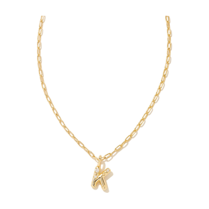 Kendra Scott Gold Letter Initial Necklace In White Crystal