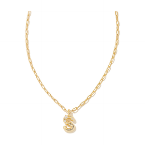 Kendra Scott Gold Letter Initial Necklace In White Crystal