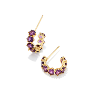 Kendra Scott Gold Cailin Huggie Earrings in Purple Crystal