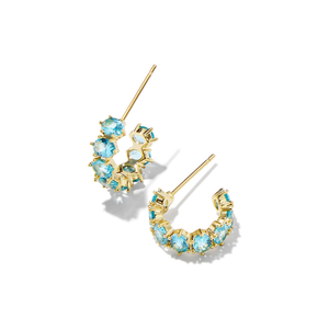 Kendra Scott Gold Cailin Huggie Earrings in Aqua Crystal