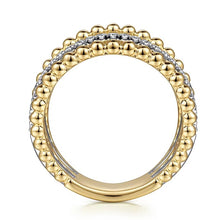 Load image into Gallery viewer, Gabriel 14K Yellow Gold Multi Row Bujukan Bead &amp; Diamond Ring
