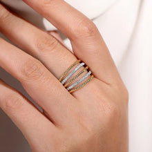 Load image into Gallery viewer, Gabriel 14K Yellow Gold Multi Row Bujukan Bead &amp; Diamond Ring
