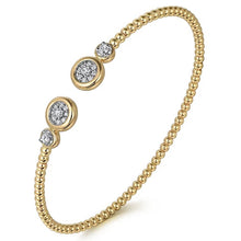 Load image into Gallery viewer, Gabriel 14K White-Yellow Gold Diamond Bujukan Bezel Cluster Cuff Bracelet
