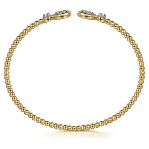 Gabriel 14K White-Yellow Gold Diamond Bujukan Bezel Cluster Cuff Bracelet