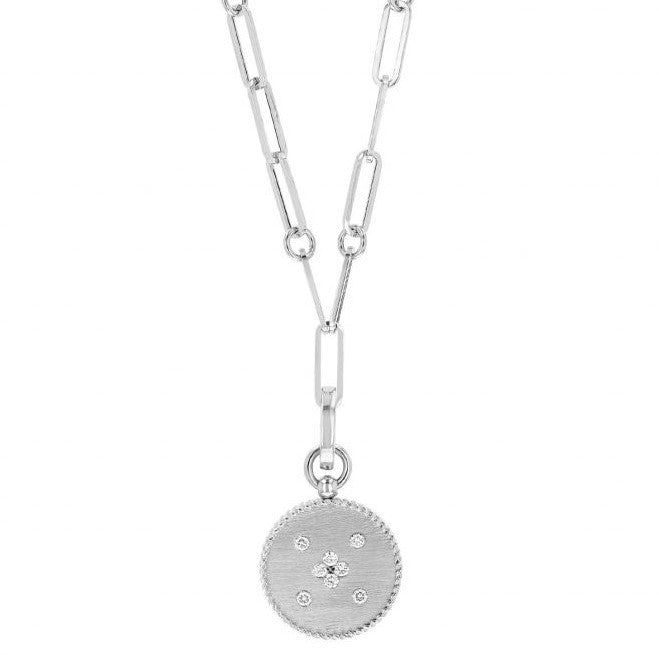 Roberto Coin 18K White Gold Venetian Princess Medallion Necklace