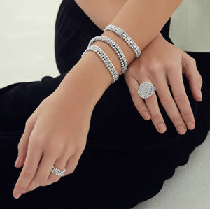 Lagos Sterling Silver Caviar Spark Diamond Link Bracelet