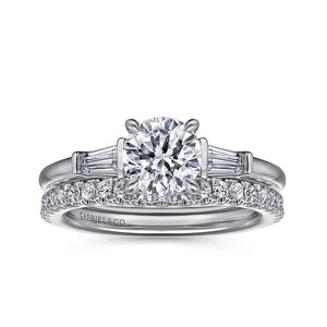 Gabriel  "Acacia" 14K White Gold Baguette Three Stone Engagement Ring