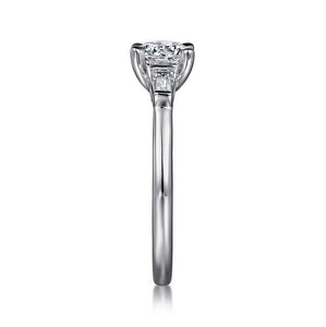 Gabriel  "Acacia" 14K White Gold Baguette Three Stone Engagement Ring