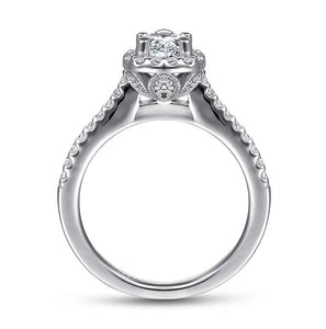 Gabriel "Paige" 14K White Gold Pear Halo Diamond Engagement Ring