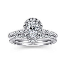 Load image into Gallery viewer, Gabriel &quot;Paige&quot; 14K White Gold Pear Halo Diamond Engagement Ring
