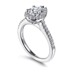 Gabriel "Paige" 14K White Gold Pear Halo Diamond Engagement Ring