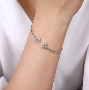 Gabriel 14K White Gold Bujukan Beaded Diamond Flower Bracelet